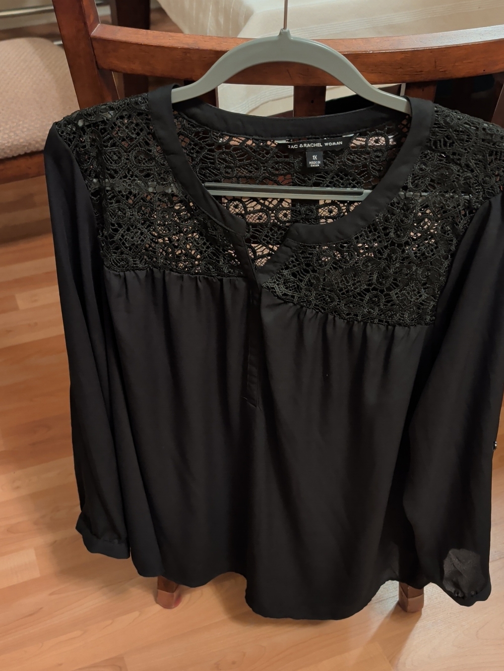 Zac And Raxhel Black Lace Yoke Tunic Blouse